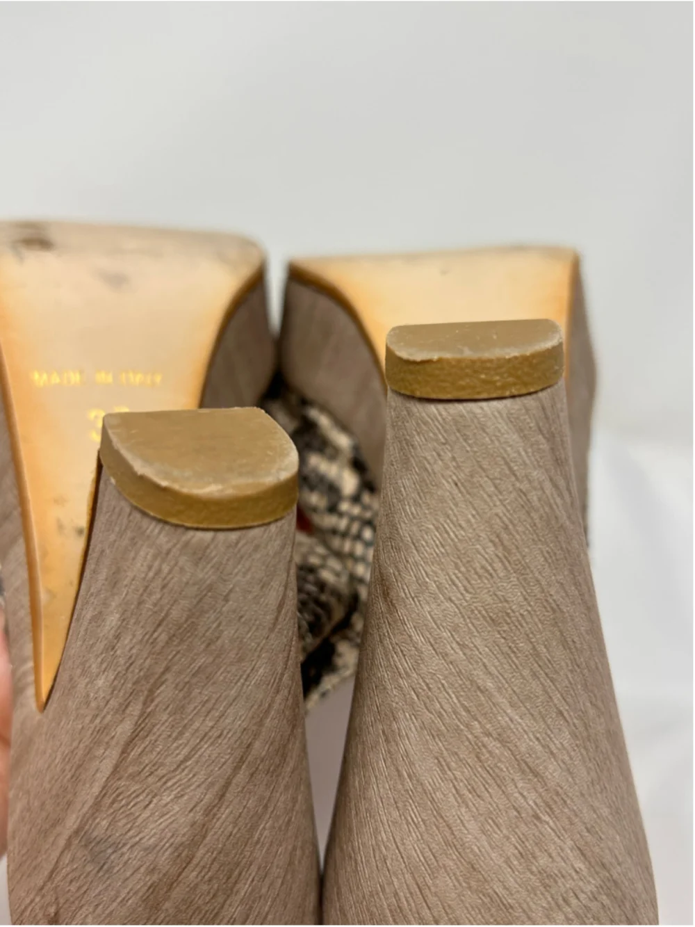 Vitty Girl Genuine Leather Snakeskin Platform Peep Toe Slingback Heels Size 37